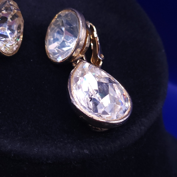 Kenneth Jay Lane Gold and Silver Crystal Earrings - Picture 3 of 14